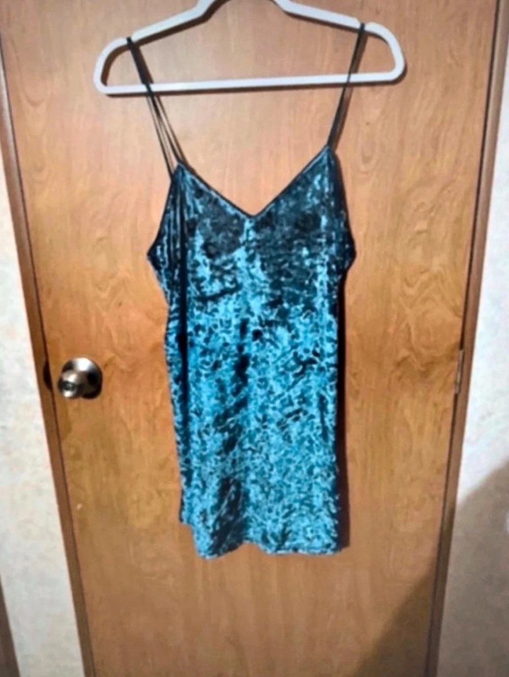 French Connection Velvet Mini Dress in Blue Size Medium